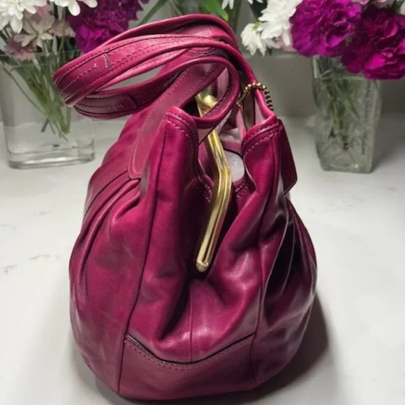 Coach Ergo Pleated Leather 12248 Kisslock Hobo/Shoulder Bag EUC! - Picture 4 of 16